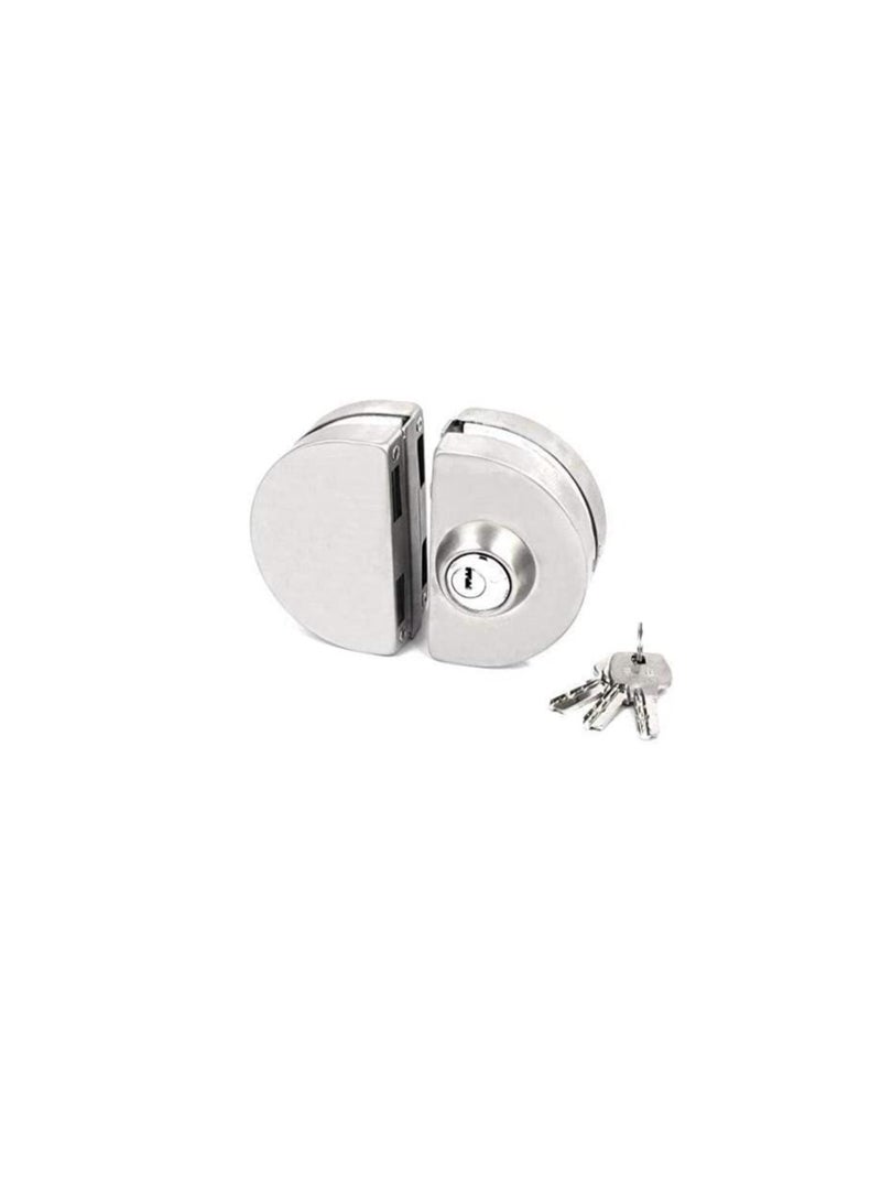 Semi Circle Glass Door Lock with 3 Brass Wave Keys  - Image 3