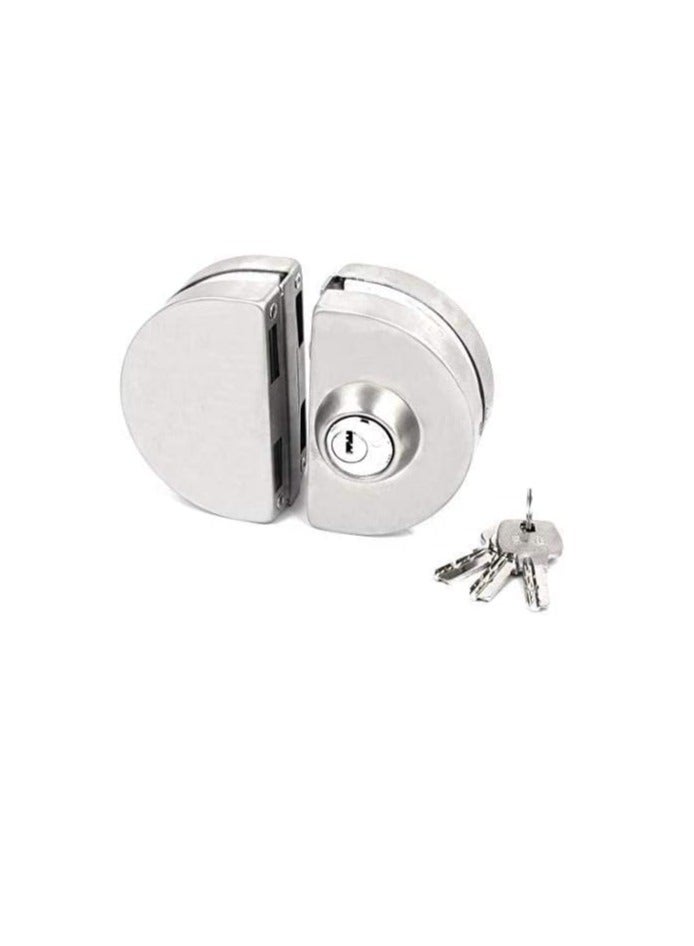 Semi Circle Glass Door Lock with 3 Brass Wave Keys  - Image 1