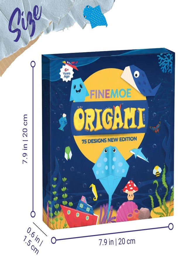 FINEMOE 150 Origami Paper with Instruction Book for Kids - Craft Paper Sheets with 75 Design, 18x18 cm DIY Art Colour Paper for Craft Kit Set, Origami Sheets Activity, Birthday Gift for Girls & Boys - Image 5