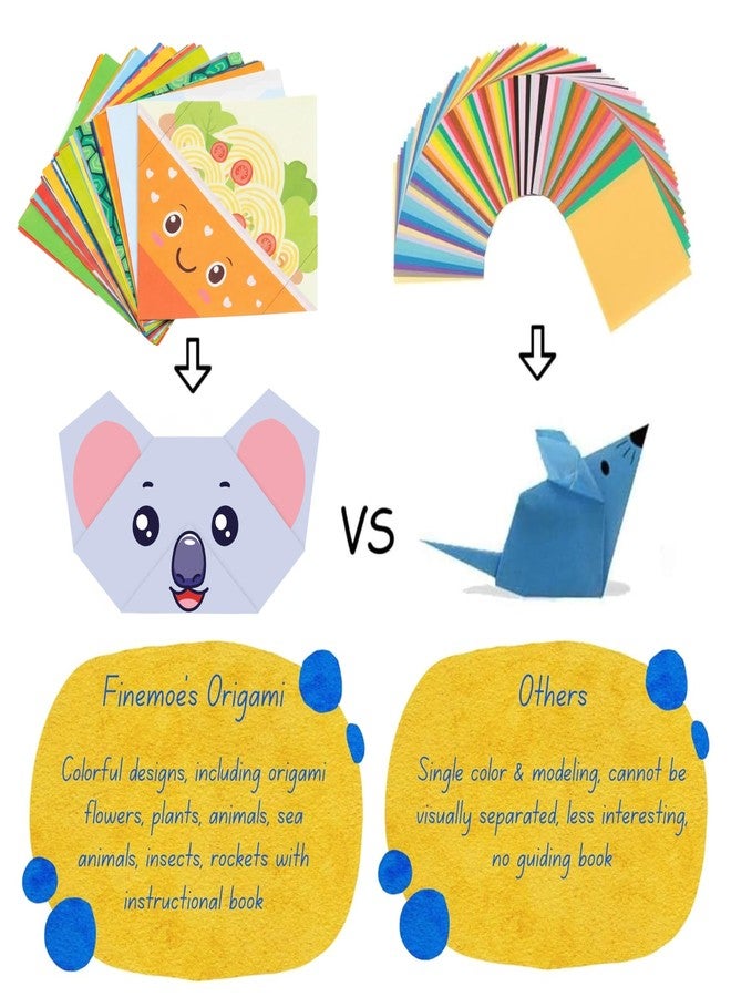 FINEMOE 150 Origami Paper with Instruction Book for Kids - Craft Paper Sheets with 75 Design, 18x18 cm DIY Art Colour Paper for Craft Kit Set, Origami Sheets Activity, Birthday Gift for Girls & Boys - Image 4