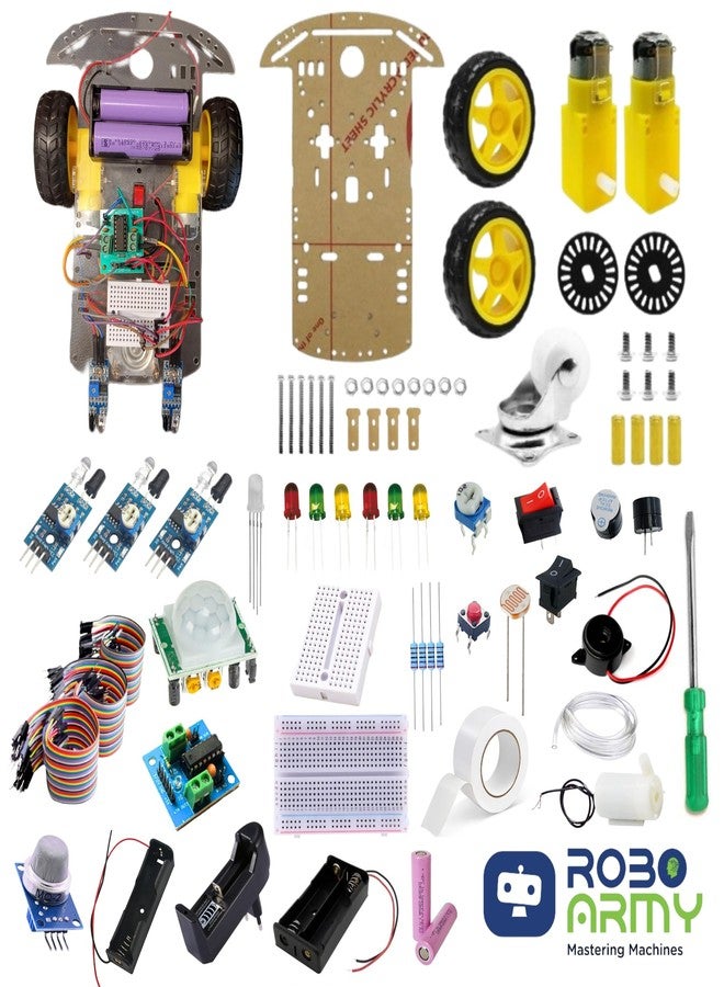 Roboarmy Robotics Kit for Class 5-6| 14+ DIY STEM Projects: Line Follower, Smoke Detector, Automatic Light & More | Hands-On Learning with Guide & Video Tutorials | for Age 10+ | Robokit 1B - Image 2