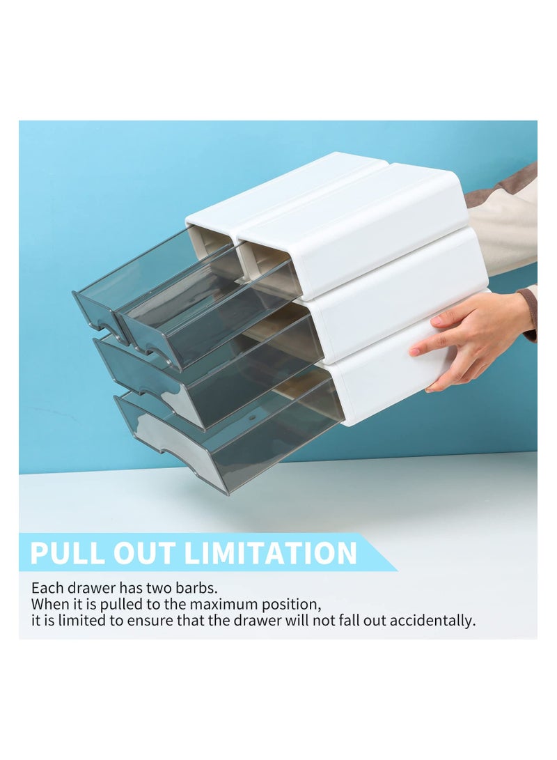خاجول 3 حاويات تخزين مختلطة مع ادراج بلاستيكية للوادراج ، ادراج تخزين مكتبية قابلة للتكديس للمكتب، منظم الحرف اليدوية (أبيض) - Image 4