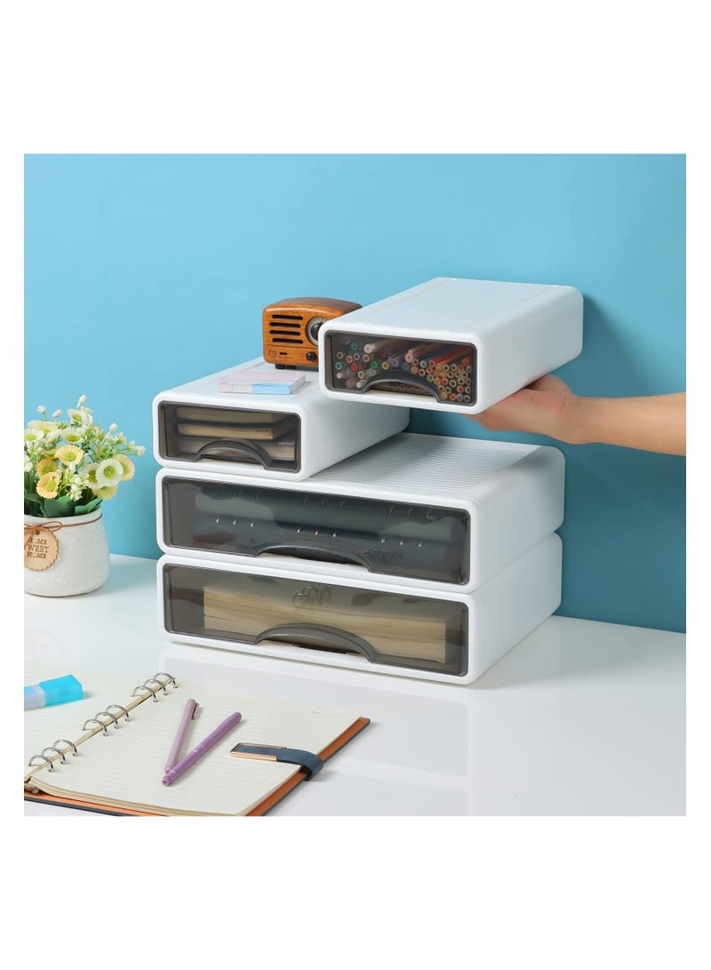 خاجول 3 حاويات تخزين مختلطة مع ادراج بلاستيكية للوادراج ، ادراج تخزين مكتبية قابلة للتكديس للمكتب، منظم الحرف اليدوية (أبيض) - Image 5