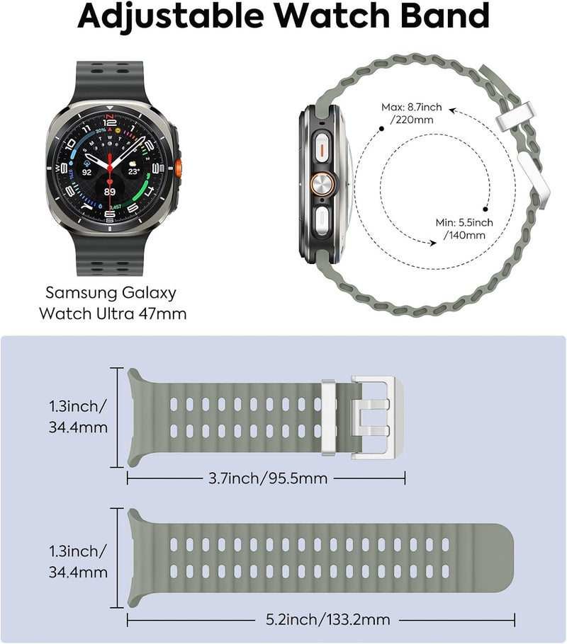 MoKo Sport Band Compatible with Samsung Galaxy Watch Ultra 47mm (2024) for Men Women, Soft and Breathable Silicone Strap, Waterproof Replacement Wristband - Image 2