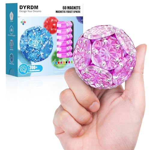 DYRDM Magnetic Fidget Sphere 12 PCS 200 Combinations with Magnet Blocks Magnetic Fidget Toys Sensory Balls Desk Toys for Adults Teens 14 Stress Relief Gift Stocking Stuffers Purple - Image 1