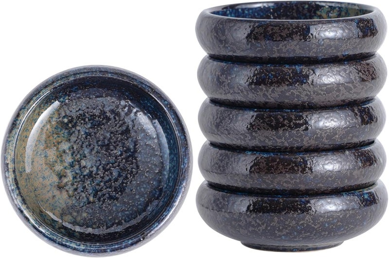 Uaral Soy Sauce Dishes Sushi Dipping Bowl Pinch Bowl Stoneware Small Serving Dish Set 335 Inch45 ozNebula Blue - Image 1