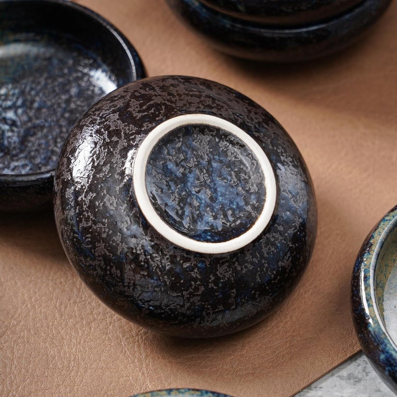 Uaral Soy Sauce Dishes Sushi Dipping Bowl Pinch Bowl Stoneware Small Serving Dish Set 335 Inch45 ozNebula Blue - Image 4