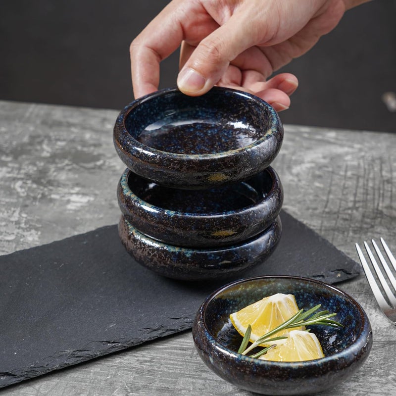 Uaral Soy Sauce Dishes Sushi Dipping Bowl Pinch Bowl Stoneware Small Serving Dish Set 335 Inch45 ozNebula Blue - Image 2