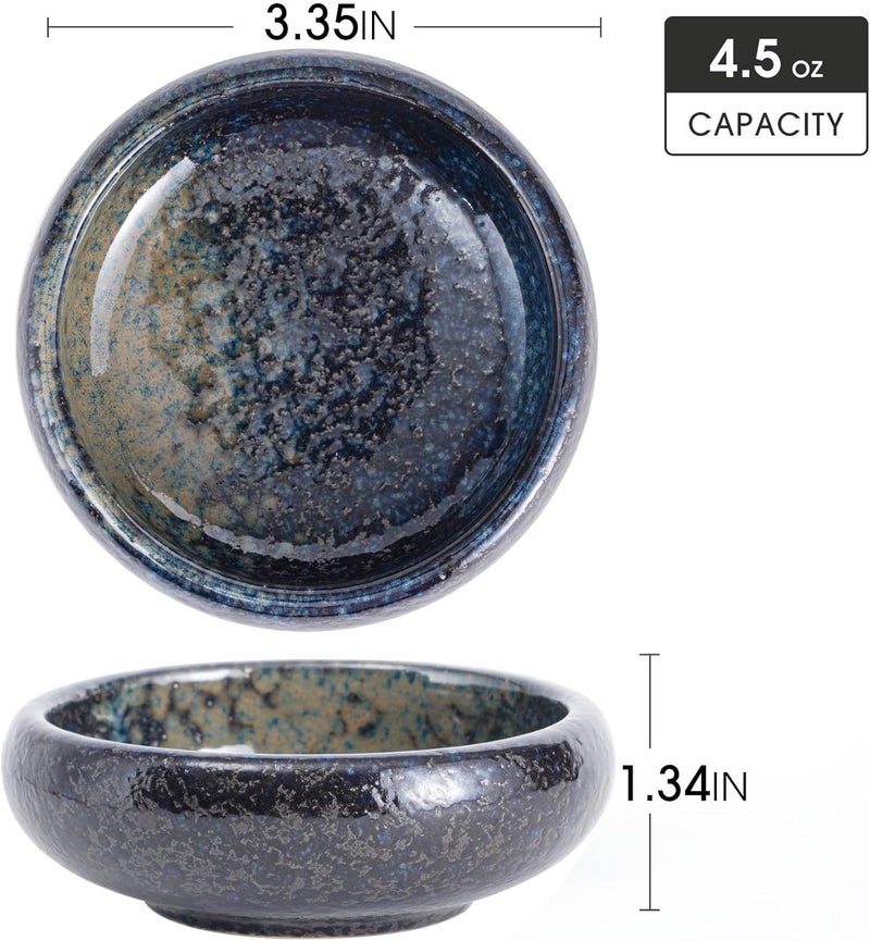 Uaral Soy Sauce Dishes Sushi Dipping Bowl Pinch Bowl Stoneware Small Serving Dish Set 335 Inch45 ozNebula Blue - Image 5