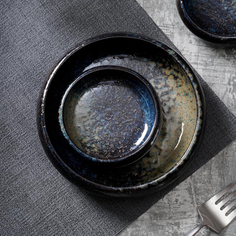 Uaral Soy Sauce Dishes Sushi Dipping Bowl Pinch Bowl Stoneware Small Serving Dish Set 335 Inch45 ozNebula Blue - Image 3