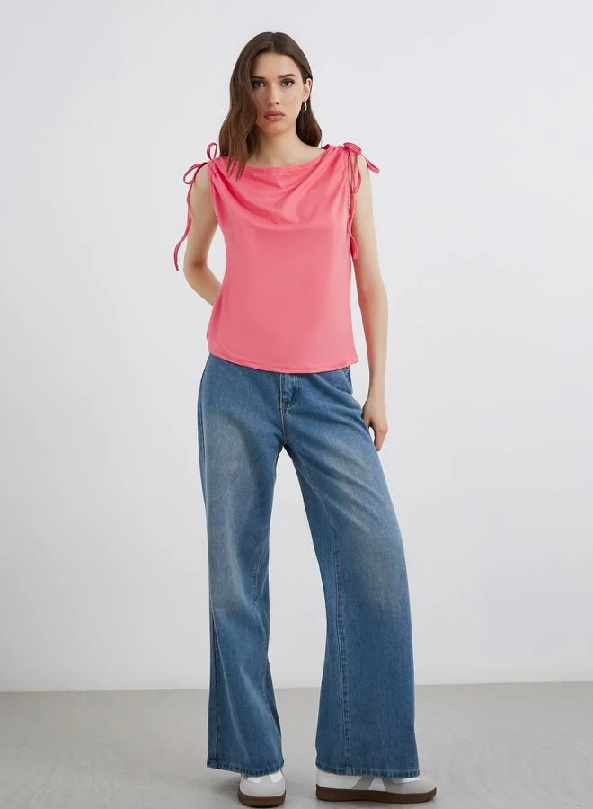 Take Two Take Two Pink Sleeveless Tie-Shoulder Top