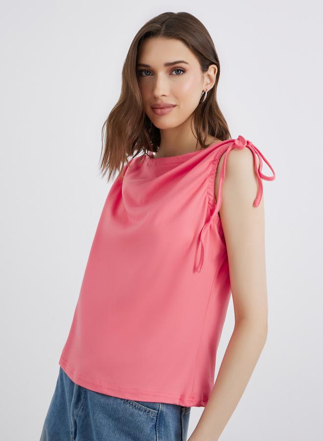 تايك تو بلوزة بلا أكمام مع أكتاف بأربطة - Image 3