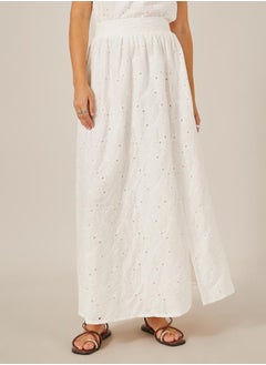 Styli Schiffli A-Line Maxi Skirt with Slit Detail  - Image 2