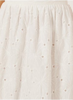 Styli Schiffli A-Line Maxi Skirt with Slit Detail  - Image 3