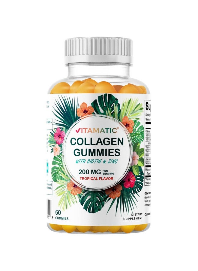 Vitamatic ج gummies كولاجين مائي هيدروليز مع فيتامين C والزنك والبيوتين، 200 ملغ - دعم صحي للبشرة - 60 ج gummy - Image 1