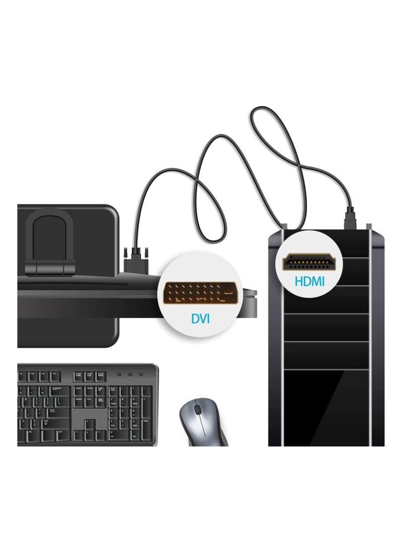 ماركة غير محددة - كابل محول HDMI ذكر الى DVI D سوكت 24+1 دبوس ويدعم شاشات بتقنية FHD بدقة 1080 بيكسل 1.5 متر لشاشة عرض حاسوب و تلفزيون جهاز العرض - Image 1