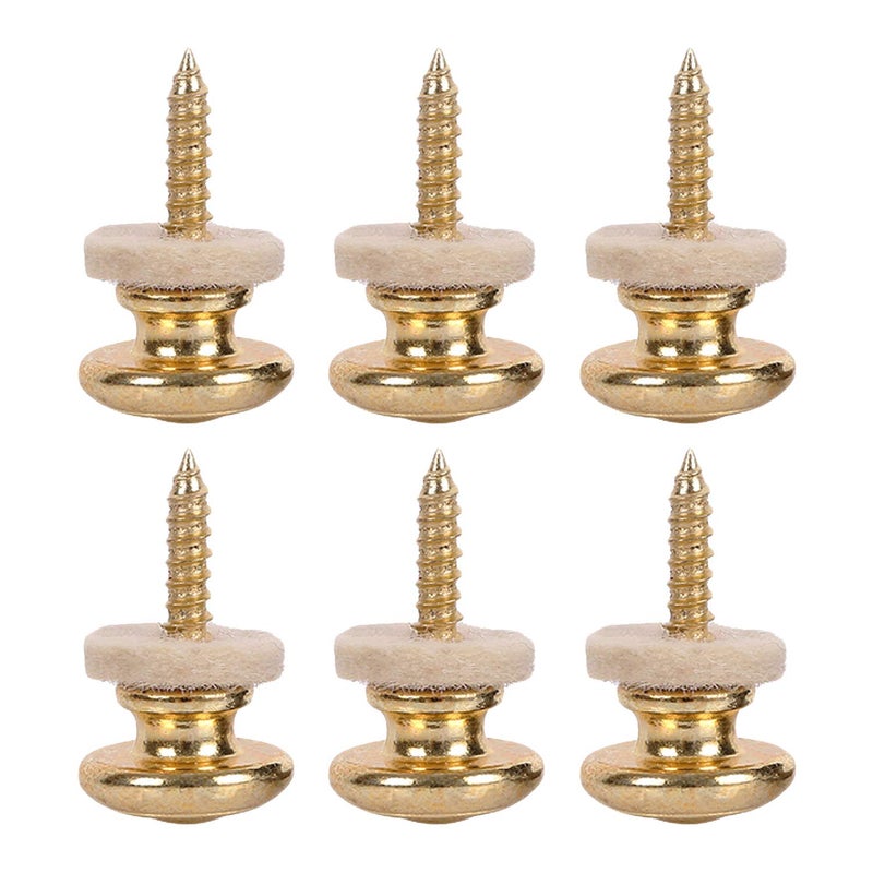Kasteco 6 Pieces Mushrooms Head Guitar Strap Buttons Strap Locks Chrome (Gold) - Image 1