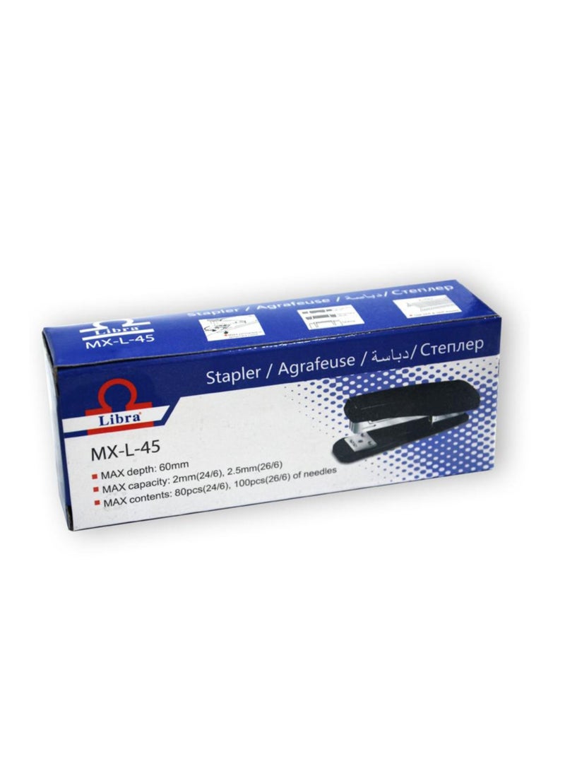 Libra Stapler 24/6 & Plastic Stapler with 12 sheets Function (Black & Blue) - Image 1