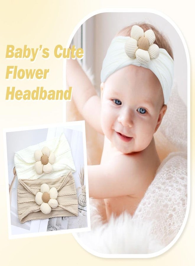 Cinaci 8 Pieces Super Soft Stretchy Baby Girl Wide Headbands with Flower Headwraps Hair Bows Bands Accessories for Baby Girls Newborns Infants Toddlers - Image 4