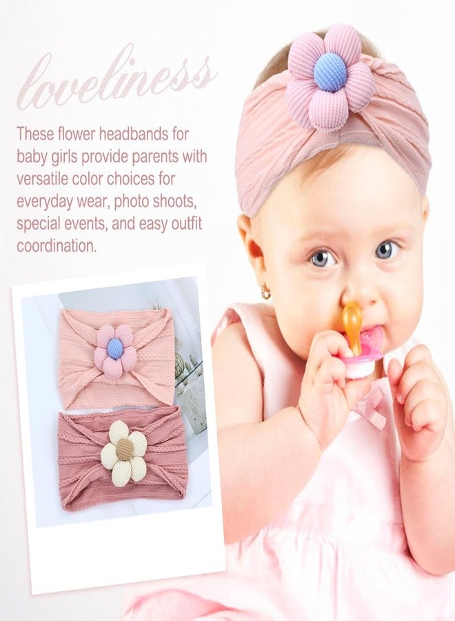 Cinaci 8 Pieces Super Soft Stretchy Baby Girl Wide Headbands with Flower Headwraps Hair Bows Bands Accessories for Baby Girls Newborns Infants Toddlers - Image 5