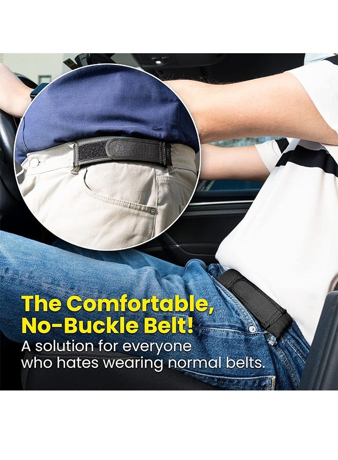 Men's Buckleless Elastic Belt - Outdoor Leisure Lazy Belt - Outdoor Elastic Belt - Outdoor Velcro Single-Sided Buckleless Nylon Belt Convenient Sticker Fits 1.5 Inch Belt Loop, Comfortable And Easy To Use Size M - Image 3