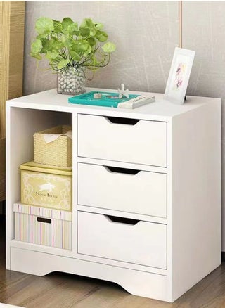 White with 3 Drawers