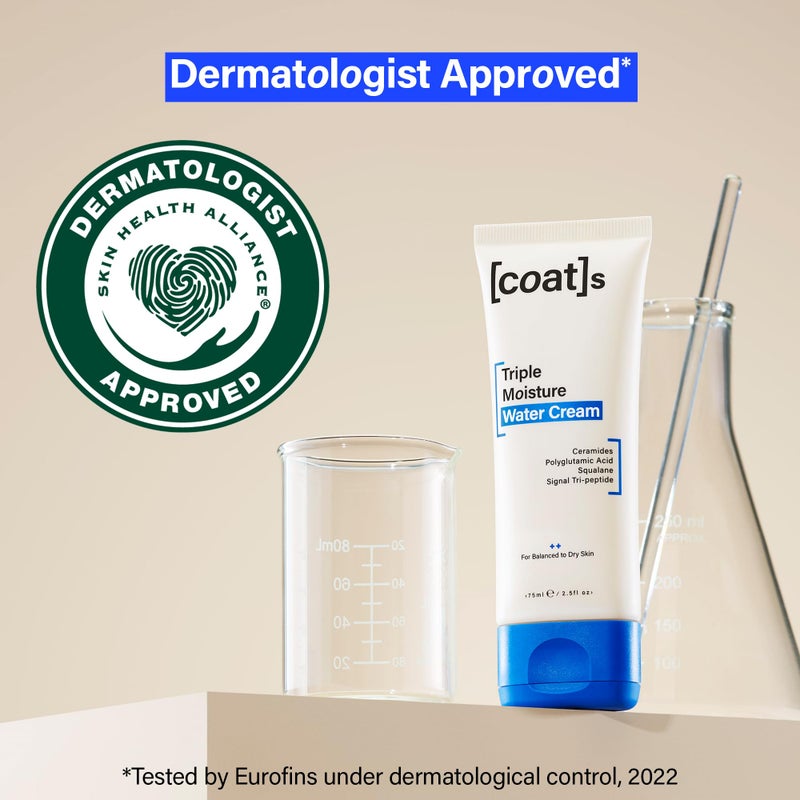 COATS Triple Moisture Water Cream â€“ Lightweight, Oil-Free Face Moisturizer â€“ Protects the Skin Barrier for Long-Lasting Hydration â€“ Dermatologically Approved, Designed for Teens + Young Skin â€“ 2.5 oz - Image 3