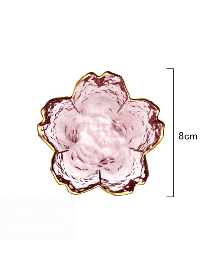 2-Piece Pink Sakura Glass Dessert Bowl Set, Flower-Shaped Small Sauce and Snack Dishes - Image 2