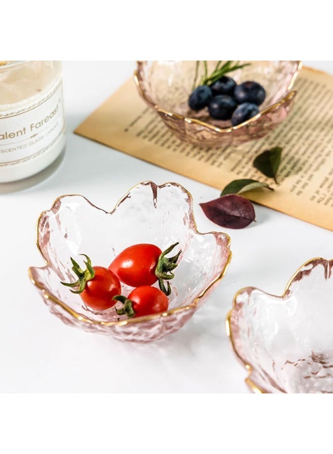 2-Piece Pink Sakura Glass Dessert Bowl Set, Flower-Shaped Small Sauce and Snack Dishes - Image 5