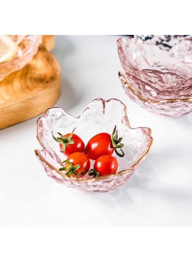 2-Piece Pink Sakura Glass Dessert Bowl Set, Flower-Shaped Small Sauce and Snack Dishes - Image 4