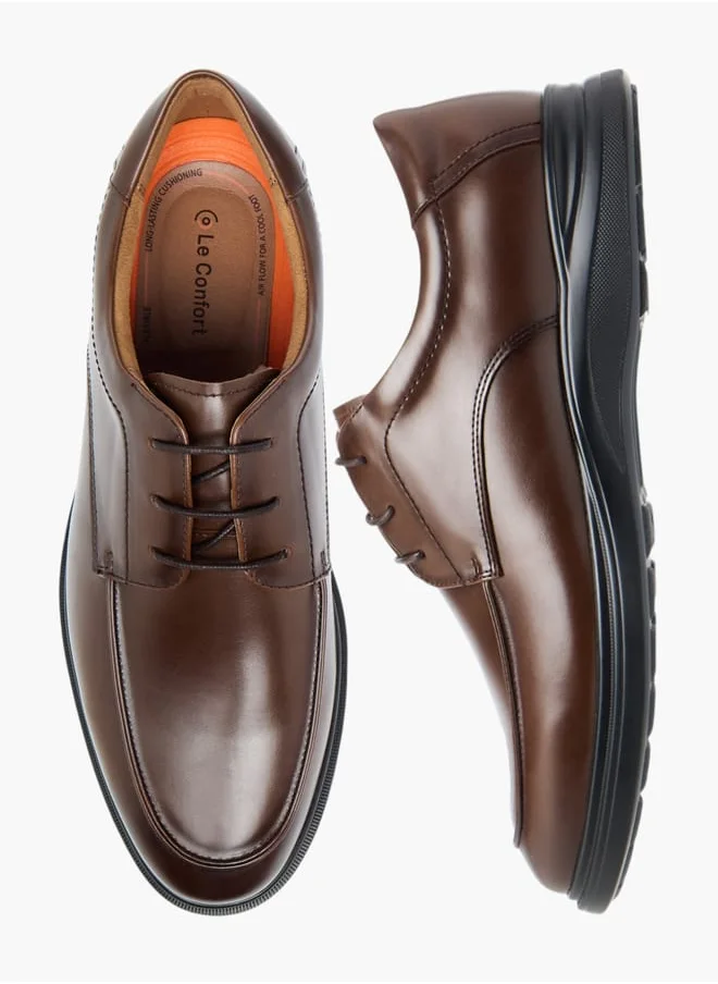 لو كونفورت Mens Solid Derby Shoes With Lace-Up Closure