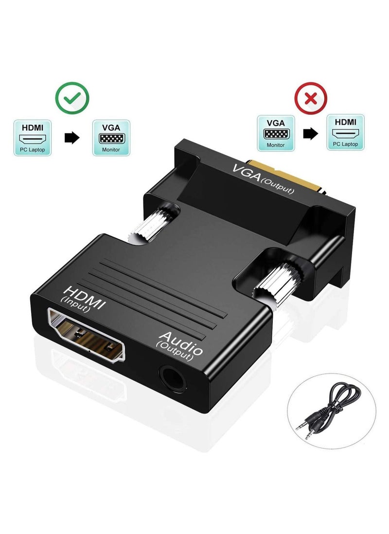 Y&D - HDMI to VGA Adapter, Audio Output Cable Computer Set-top Box Converter Connector Adapter for Laptop PC Monitor Projector HDTV ( 3.5mm Stereo Included ) - Image 1