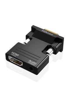 HDMI to VGA Adapter, Audio Output Cable Computer Set-top Box Converter Connector Adapter for Laptop PC Monitor Projector HDTV ( 3.5mm Stereo Included )