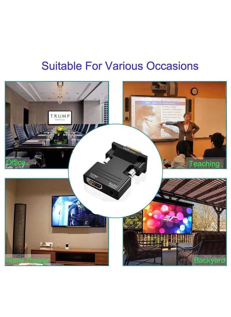 Y&D HDMI to VGA Adapter, Audio Output Cable Computer Set-top Box Converter Connector Adapter for Laptop PC Monitor Projector HDTV ( 3.5mm Stereo Included )  - Image 5