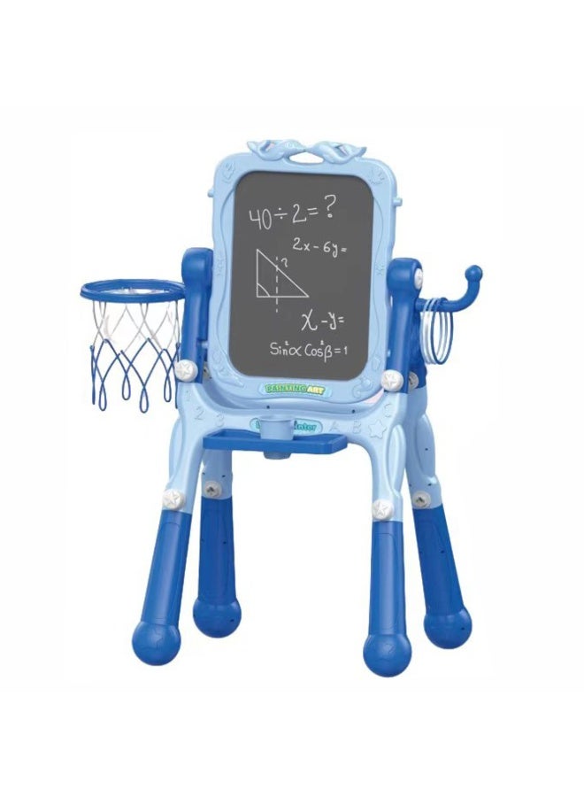 Chanak Upright Long Legged Double Sided Writing Board With Chair For Kids 4-In-1 Magnetic Whiteboard & Chalkboard Set Foldable Easel Stand With Storage Tray (Color As Per Availability) - Image 1