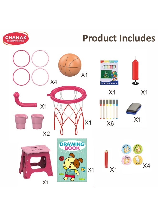Chanak Upright Long Legged Double Sided Writing Board With Chair For Kids 4-In-1 Magnetic Whiteboard & Chalkboard Set Foldable Easel Stand With Storage Tray (Color As Per Availability) - Image 4