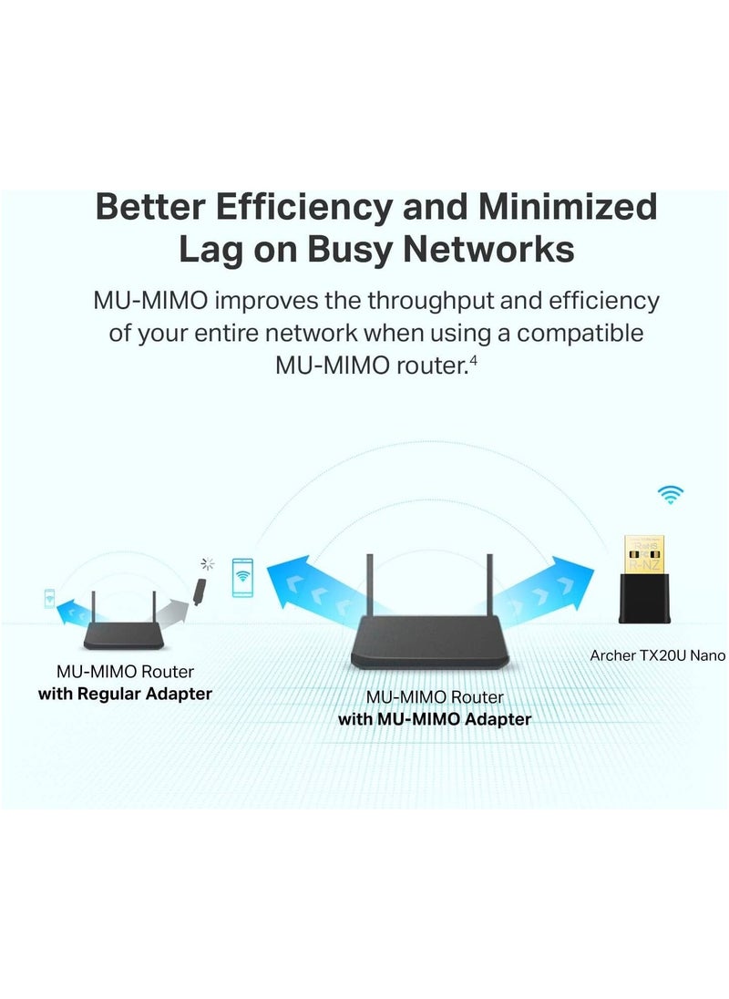 تي بي-لينك تي آي TP-Link Nano USB WiFi 6 Adapter for PC(Archer TX20U Nano)- AX1800 2.4G/5G Dual-Band Wireless Network Transceiver Adapter for Desktop PC, OFDMA, MU-MIMO, WPA3 | Archer TX20U Nano  - Image 4