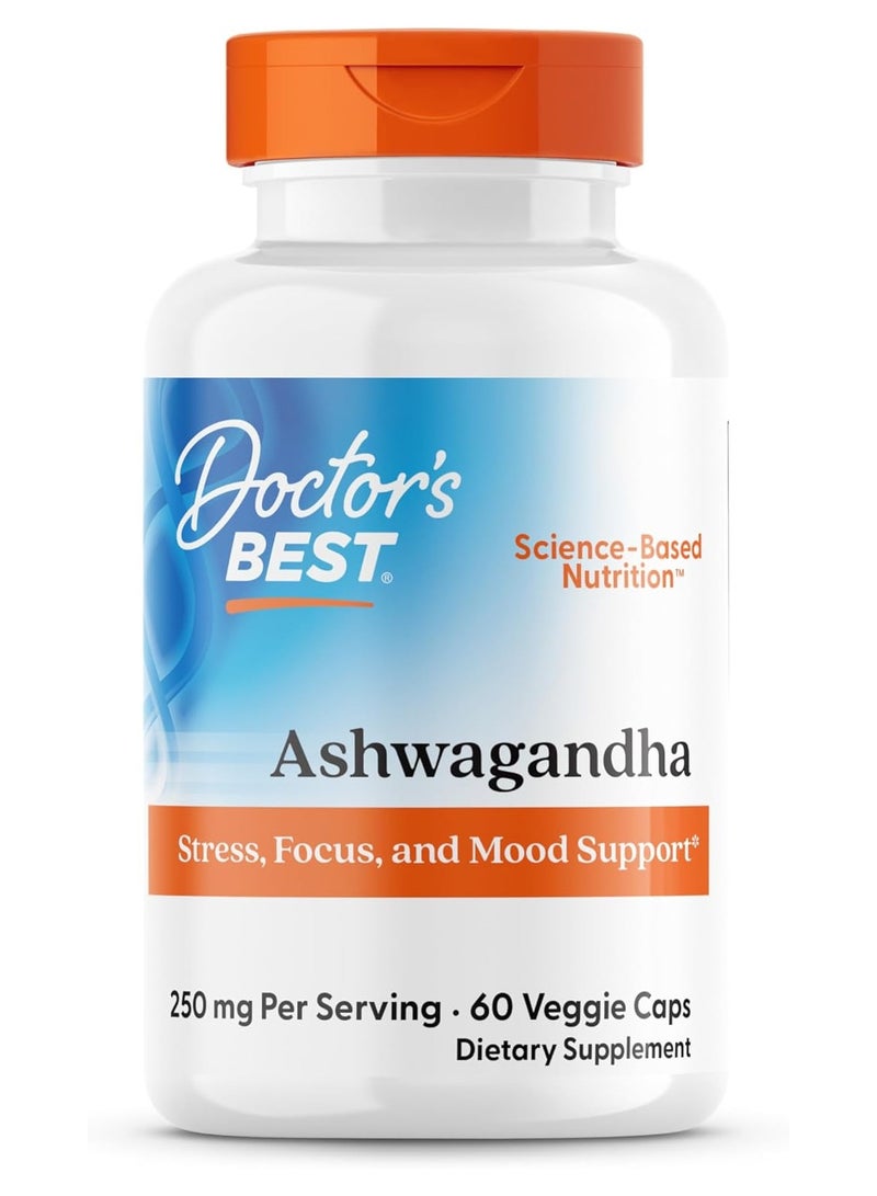 Doctor's Best Ashwagandha with Sensoril, 250mg, 60 Veggie Caps - Image 1