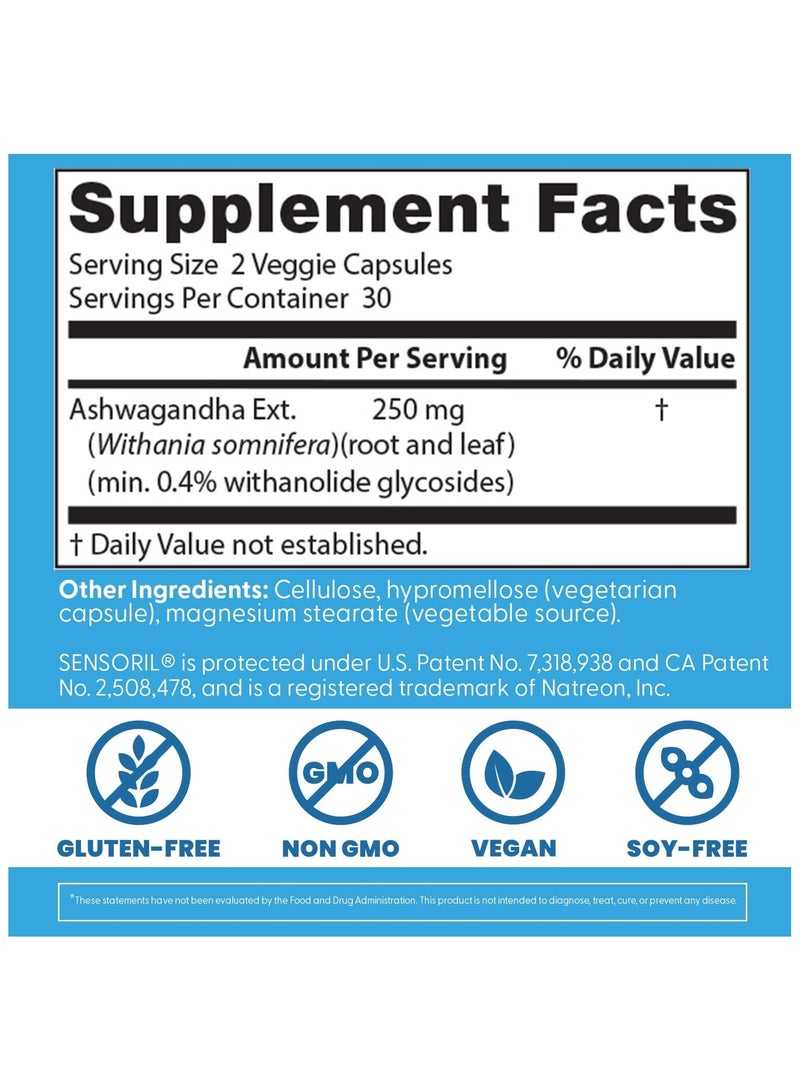Doctor's Best Ashwagandha with Sensoril, 250mg, 60 Veggie Caps - Image 2