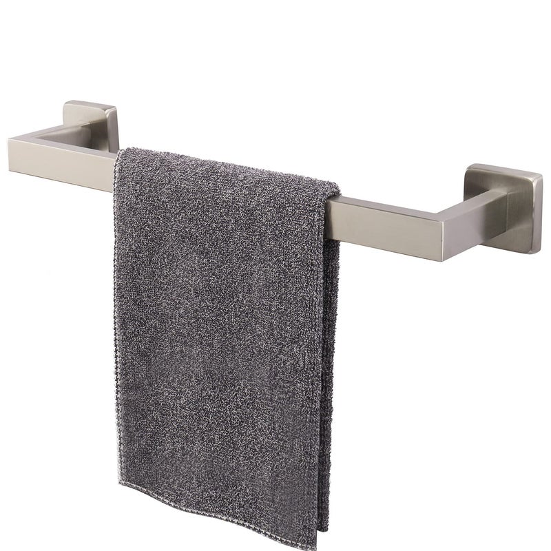 TocTen Bath Towel Rack  Square Base Thicken SUS304 Stainless Steel Towel Bar for Bathroom Bathroom Accessories Towel Rod Heavy Duty Wall Mounted Towel Holder Brushed Nickel 16