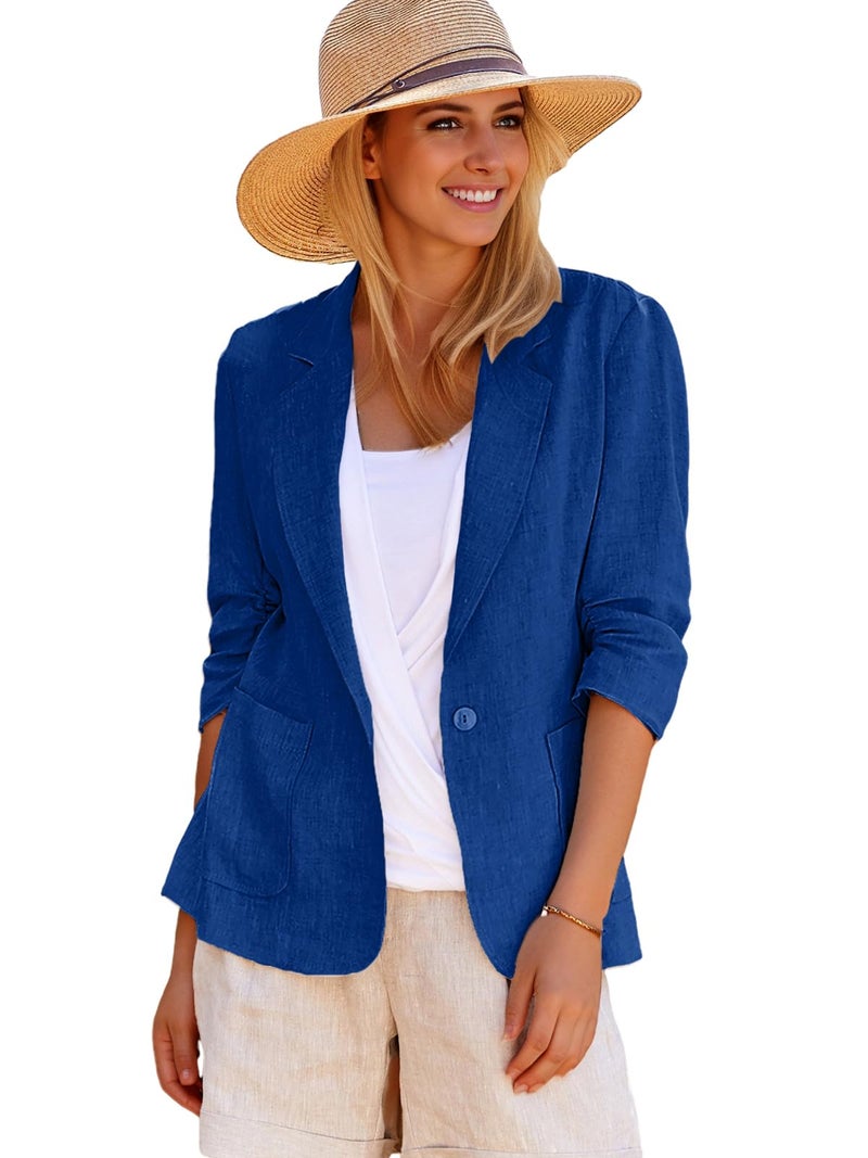 34 Sleeve Blazer Jacket for Women 2025 Summer Lightweight Blue Short Petite Fitted Ladies Light Womens Business Casual Professional Office Work Fashion Dressy Womens Blazers Suit Jackets