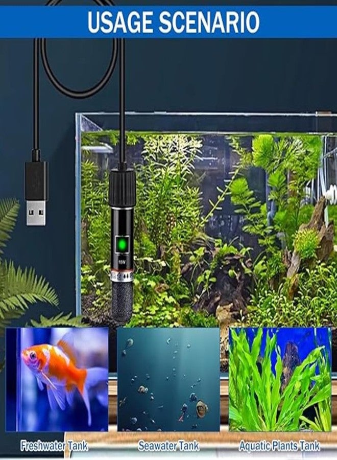 KSH STORE® 10W USB Submersible Aquarium Heater, 26°C Temperature Control, 47.24 cm Cable Length, Compact Design for 2.5L Small Fish Tanks (QUANLONG) - Image 5