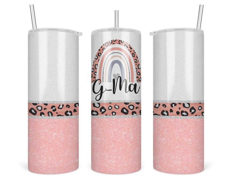 Leopard GMa Tumbler  GMa Rainbow Tumbler  Mothers Day Gifts GMa  Leopard Rainbow GMa Travel Cup  Tumbler With Straw And Lid  20 Oz  Insulated Stainless Steel