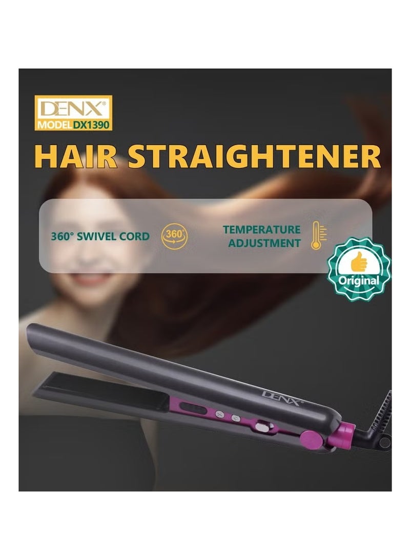 Denx Hair Straightener with Quick Heat-Up, Smooth Ceramic & Tourmaline Plates, Adjustable Temperature, Anti-Frizz Styling Tool for Sleek, Shiny, Salon-Quality Hair - Image 2