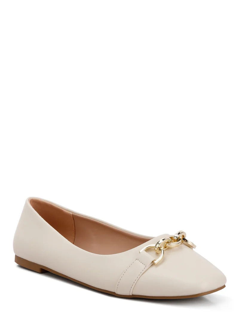 London Rag Embellished Flat Ballets in ECRU