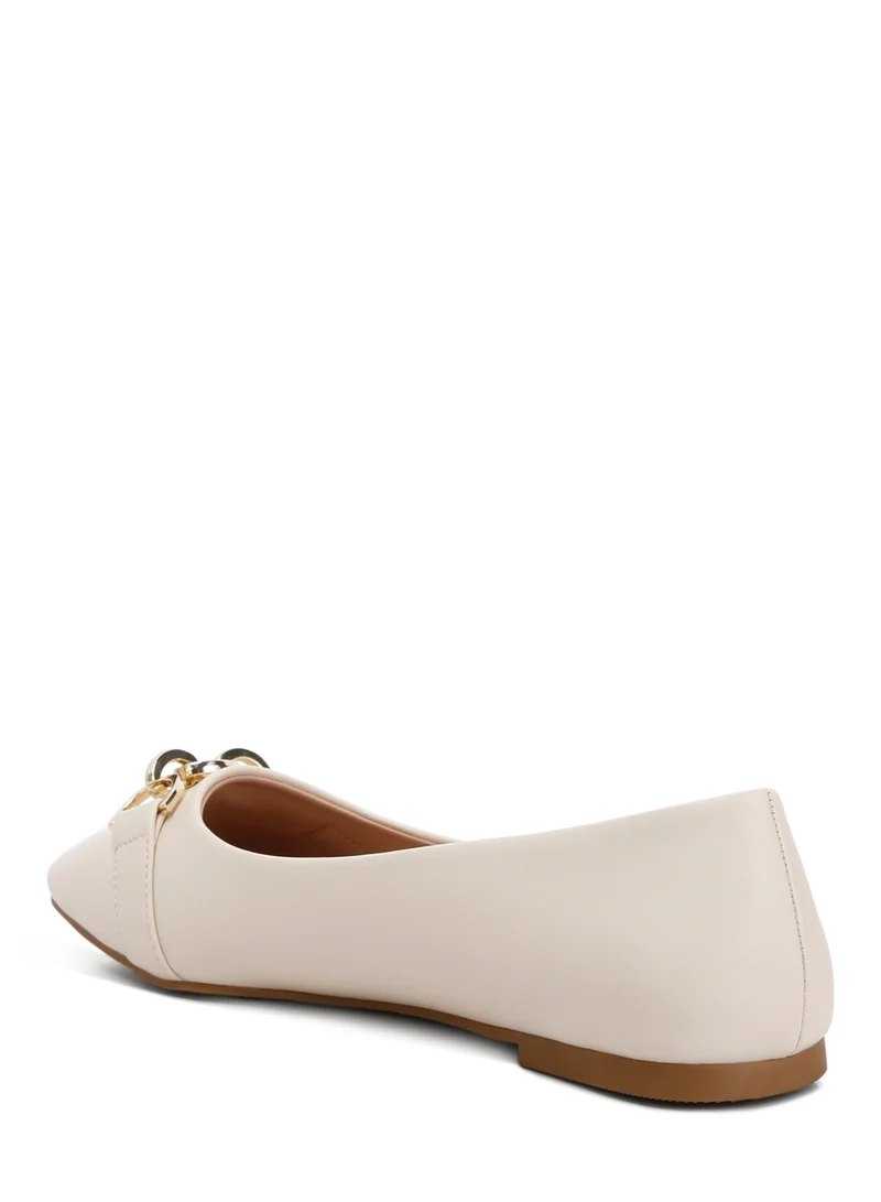 London Rag Embellished Flat Ballets in ECRU
