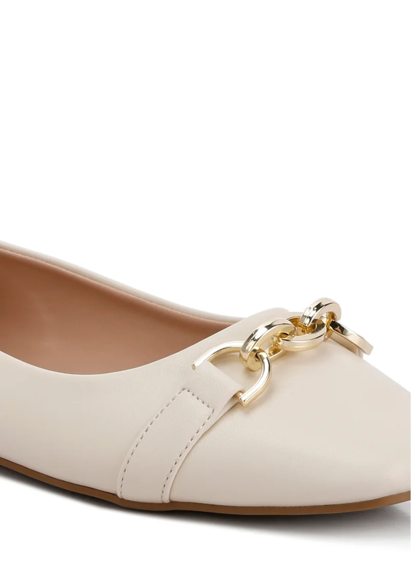 London Rag Embellished Flat Ballets in ECRU