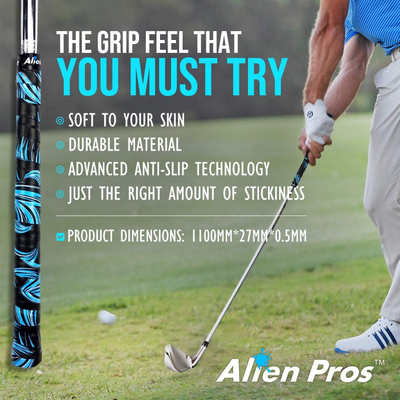 Alien Pros ALIEN PROS Golf Grip Wrapping Tapes (3-Pack) - Innovative Golf Club Grip Solution - Enjoy a Fresh New Grip Feel in Less Than 1 Minute (3-Pack, Blue Waves) - Image 4