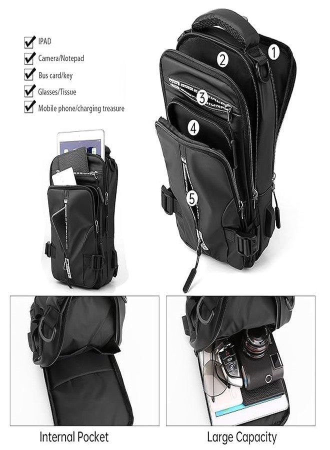 FICTIOUS Waterproof Crossbody Sling Bag with USB Charging Port - Lightweight Chest Backpack for Men & Women - Ideal for Travel, Hiking, Gym, Cycling, Outdoor Use (Multicolor, 1Pcs) - Image 3
