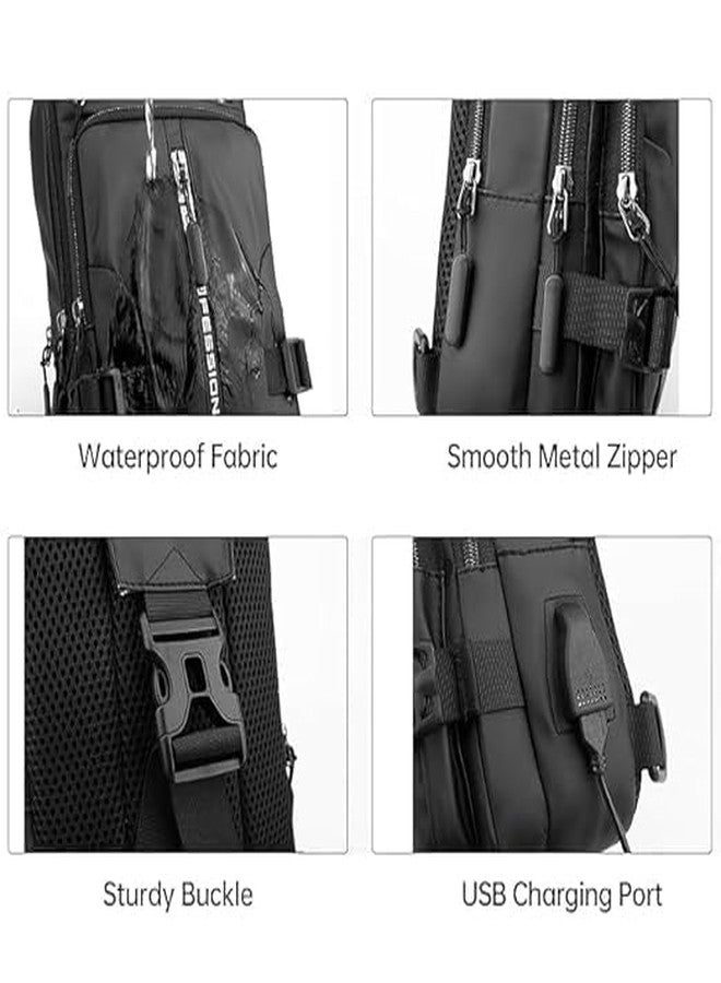 FICTIOUS Waterproof Crossbody Sling Bag with USB Charging Port - Lightweight Chest Backpack for Men & Women - Ideal for Travel, Hiking, Gym, Cycling, Outdoor Use (Multicolor, 1Pcs) - Image 4